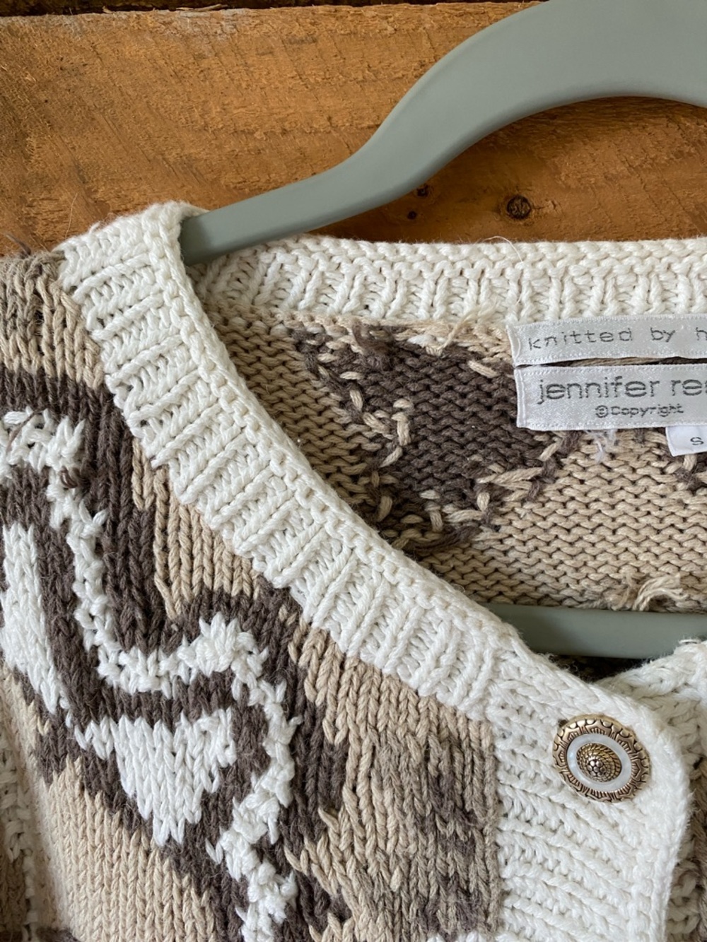 Jennifer Reed Beige Patterned Button-Front Cardigan - Picture 5 of 8
